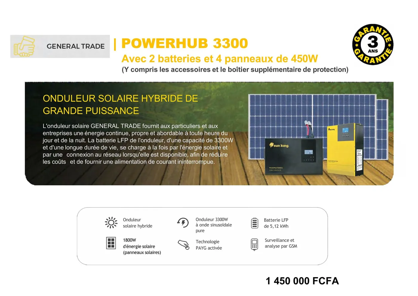 PowerHub 3300 · 2 batteries + 4 panneaux
