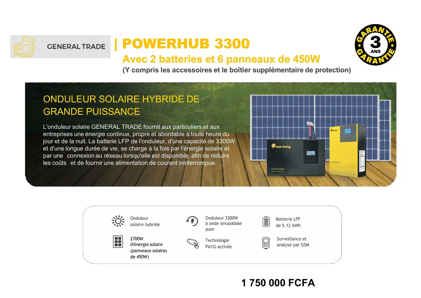 PowerHub 3300 · 2 batteries + 6 panneaux